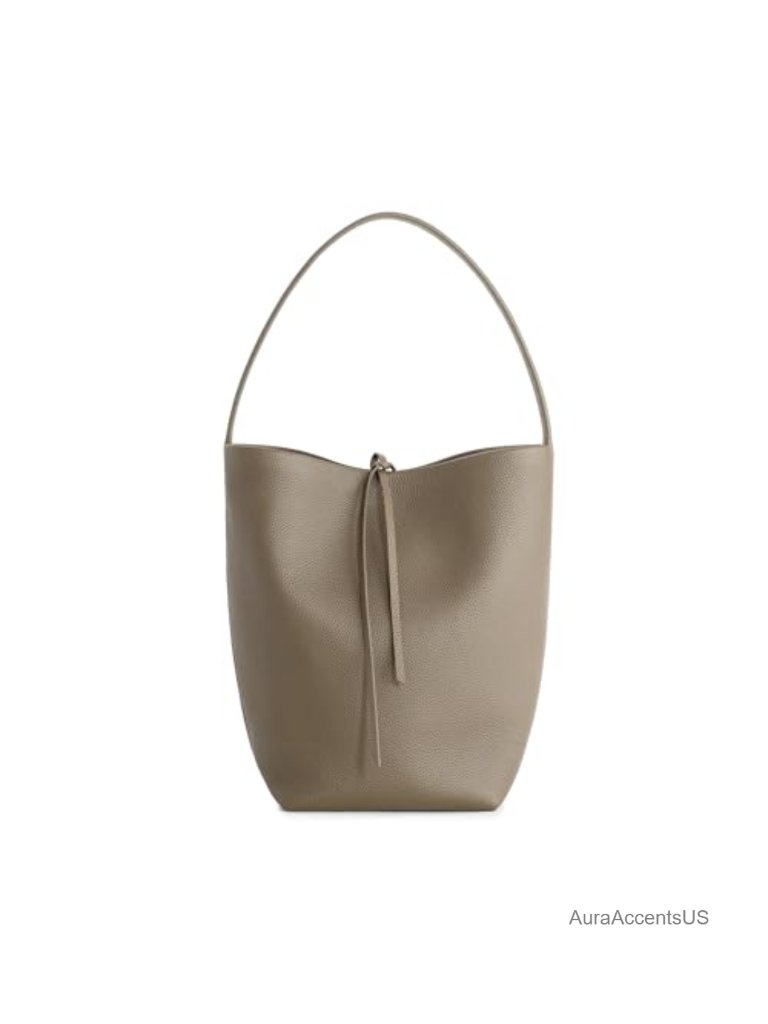 Genuine Leather Bucket Shoulder Bag With Interior Pockets